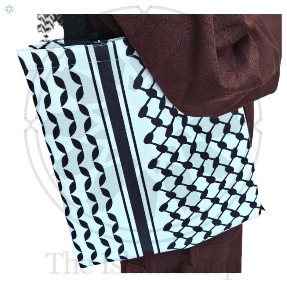 Essentials › Tote Bags › Keffiyeh (kuffiyah) Pattern Canvas Tote Bag In 