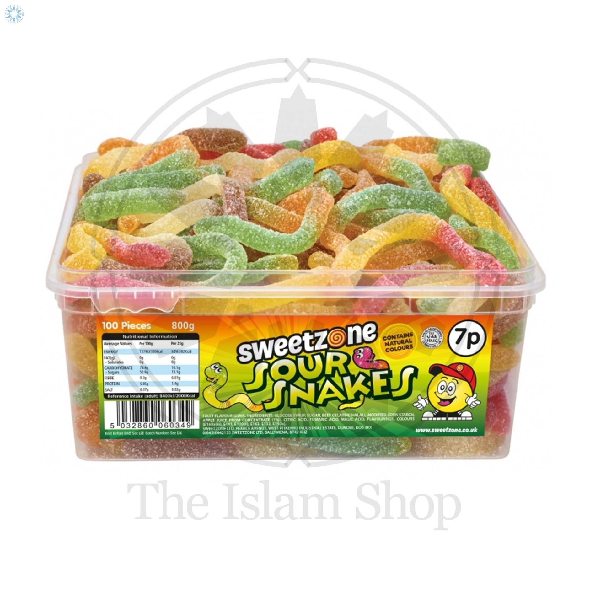 Halal Foods › Halal Sweets › Sour Snakes (100 Pieces In SweetZone Tub ...